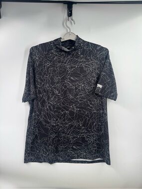 PXG Golf Fairway Camo All Over Print Short Sleeve Mock Neck Shirt Size L AOP